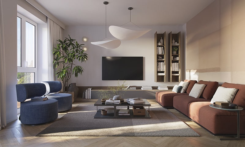 Living di un Appartamento del Nuovo Progetto Residenziale a Milano