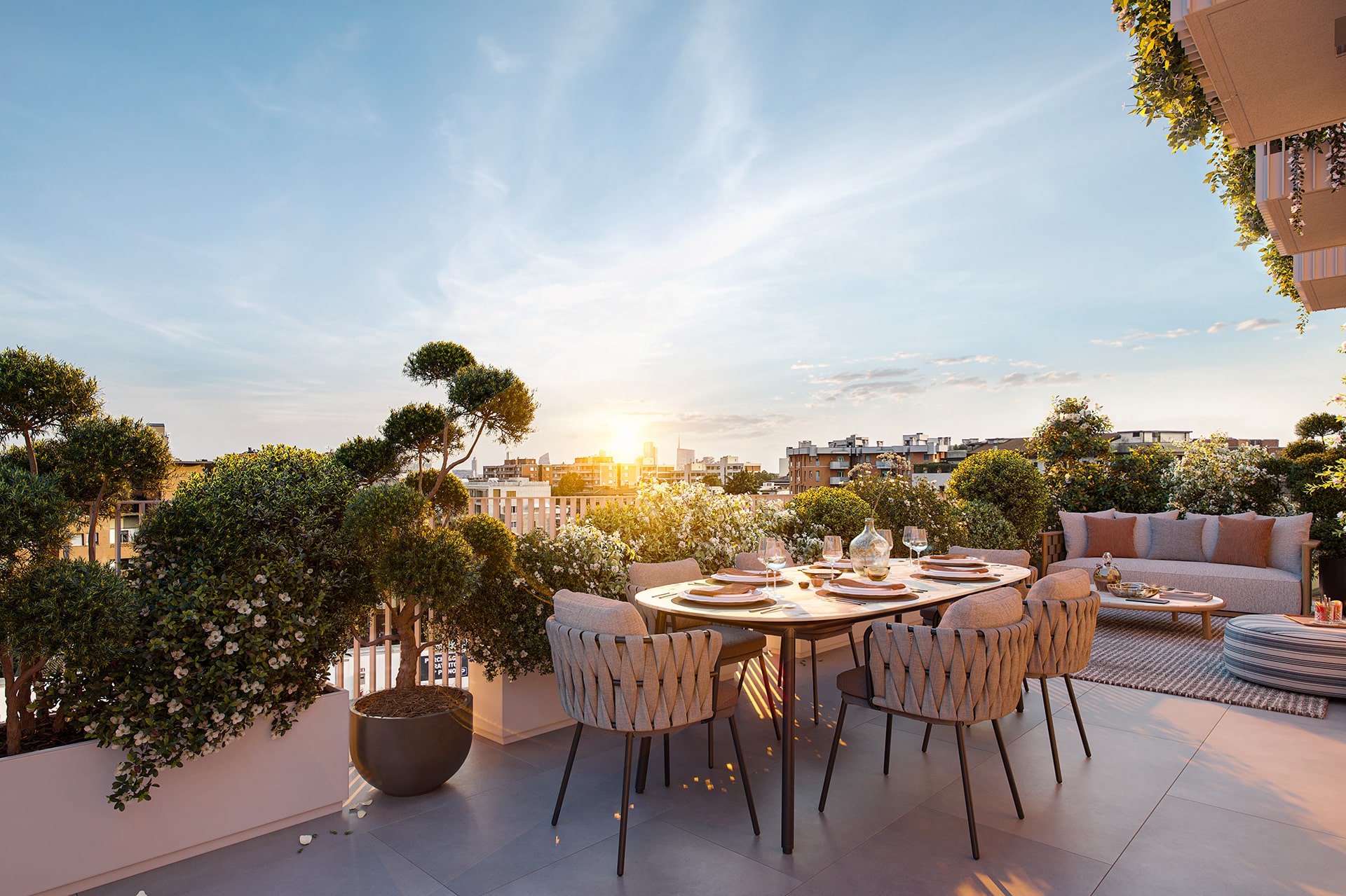 Ampia Terrazza con Vista su Milano dei Nuovi Appartamenti 7PM Living Vibes